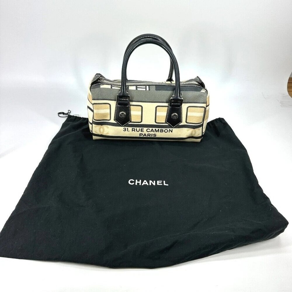 CHANEL Central station Hand Bag Mini Duffle Bag PVC Black